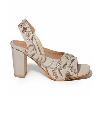 Payal Singhal X Paio Wanderlust Zardozi Embroidered Beige Block Heels 2