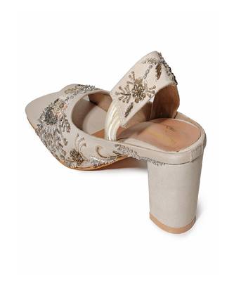 Payal Singhal X Paio Wanderlust Zardozi Embroidered Beige Block Heels 5