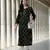 Handmade Black & Green Cotton Lucknowi Chikankari Indian Women Straight Kurta