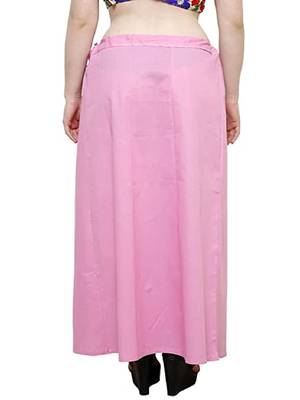 Baby Pink Women's Cotton Plain Stitched Inskirt Saree Petticoats 2