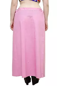 Baby Pink Women's Cotton Plain Stitched Inskirt Saree Petticoats