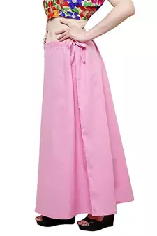 Baby Pink Women's Cotton Plain Stitched Inskirt Saree Petticoats