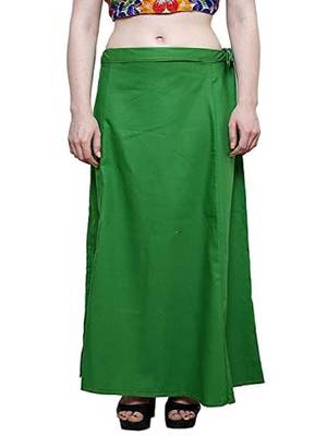 Green Women's Cotton Plain Stitched Inskirt Saree Petticoats 1