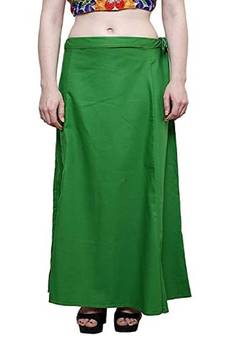 Green Women's Cotton Plain Stitched Inskirt Saree Petticoats