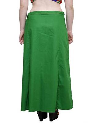 Green Women's Cotton Plain Stitched Inskirt Saree Petticoats 2