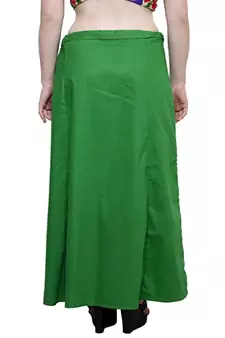 Green Women's Cotton Plain Stitched Inskirt Saree Petticoats