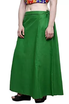 Green Women's Cotton Plain Stitched Inskirt Saree Petticoats