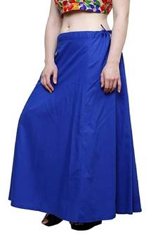 Royal Blue Women's Cotton Plain Stitched Inskirt Saree Petticoats