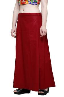 Maroon Women's Cotton Plain Stitched Inskirt Saree Petticoats