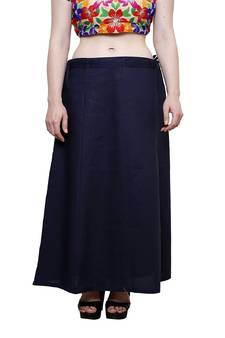 Navy Blue Women's Cotton Plain Stitched Inskirt Saree Petticoats