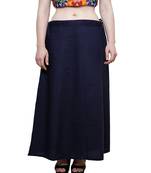 Navy Blue Women's Cotton Plain Stitched Inskirt Saree Petticoats