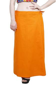 Orange Women's Cotton Plain Stitched Inskirt Saree Petticoats
