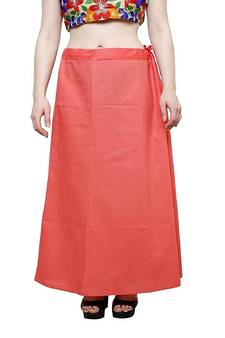 Peach Women's Cotton Plain Stitched Inskirt Saree Petticoats