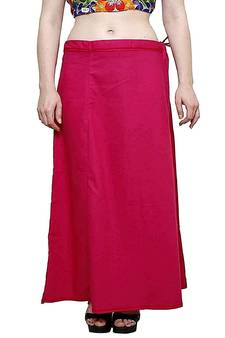 Pink Women's Cotton Plain Stitched Inskirt Saree Petticoats