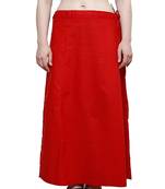Red Women's Cotton Plain Stitched Inskirt Saree Petticoats