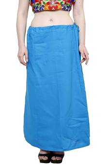 Sky Blue Women's Cotton Plain Stitched Inskirt Saree Petticoats