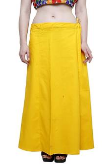 Yellow Women's Cotton Plain Stitched Inskirt Saree Petticoats