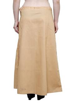 Beige Women's Cotton Plain Stitched Inskirt Saree Petticoats