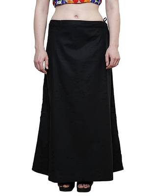 Black Women's Cotton Plain Stitched Inskirt Saree Petticoats 1