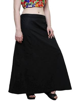 Black Women's Cotton Plain Stitched Inskirt Saree Petticoats 3
