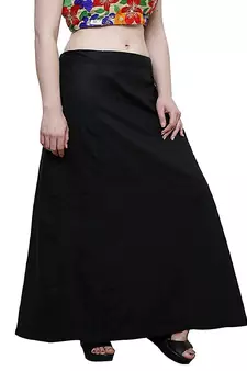 Black Women's Cotton Plain Stitched Inskirt Saree Petticoats