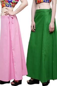 Multicolor Women's Cotton Plain Stitched Inskirt Saree Petticoats Combo