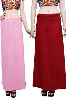 Multicolor Women's Cotton Plain Stitched Inskirt Saree Petticoats Combo