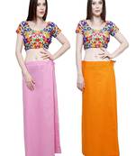 Multicolor Women's Cotton Plain Stitched Inskirt Saree Petticoats Combo
