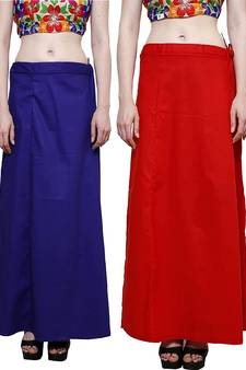 Multicolor Women's Cotton Plain Stitched Inskirt Saree Petticoats Combo