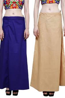 Multicolor Women's Cotton Plain Stitched Inskirt Saree Petticoats Combo