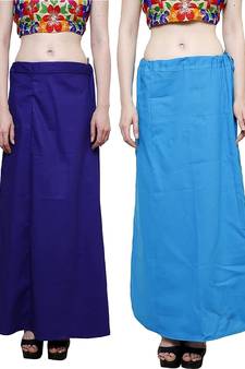 Multicolor Women's Cotton Plain Stitched Inskirt Saree Petticoats Combo