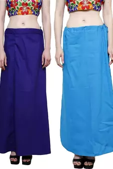 Multicolor Women's Cotton Plain Stitched Inskirt Saree Petticoats Combo