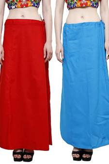 Multicolor Women's Cotton Plain Stitched Inskirt Saree Petticoats Combo