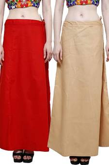 Multicolor Women's Cotton Plain Stitched Inskirt Saree Petticoats Combo