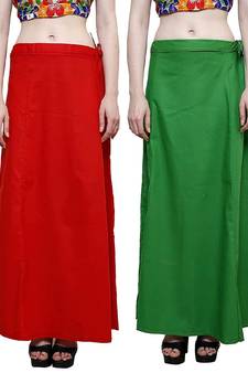 Multicolor Women's Cotton Plain Stitched Inskirt Saree Petticoats Combo
