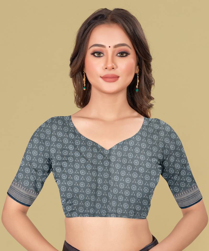 Blue Floral Digital Print Mulberry Silk Blend Saree