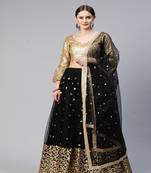 Black Colour Rich And Heavy Jari With Sequence Work Lehenga Set