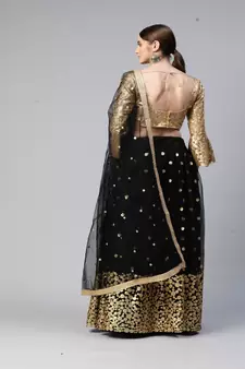 Black Colour Rich And Heavy Jari With Sequence Work Lehenga Set