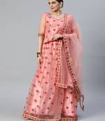 Peach Colour Rich And Heavy Thread & Jari Embroidery with Stone Work Lehenga Set