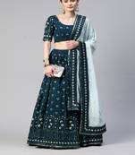 Ethnic Lehenga Choli Set In Georgette Fabric Morepeach Colour For Traditional Looks