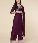 Magenta Colour Polyester Fabric Resham Work Ethnic Palazzo Suit