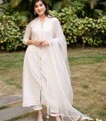 White lace chanderi salwar