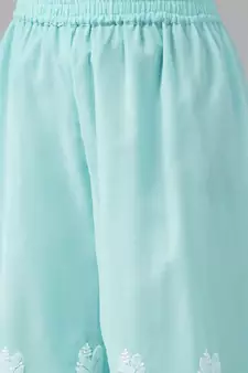 Hand Embroidered Blue Georgette Lucknowi Chikankari Women Unstitched Suit Piece