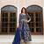 BLUE DESIGNER WEDDING PARTY WEAR LONG SALWAR SUIT IN NET FABRIC SEMI STITCHED