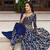 BLUE DESIGNER WEDDING PARTY WEAR LONG SALWAR SUIT IN NET FABRIC SEMI STITCHED