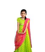 Shivangi Girls Green Organza Leheriya Lehenga Choli