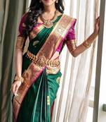 DARK GREEN SILK SAREE