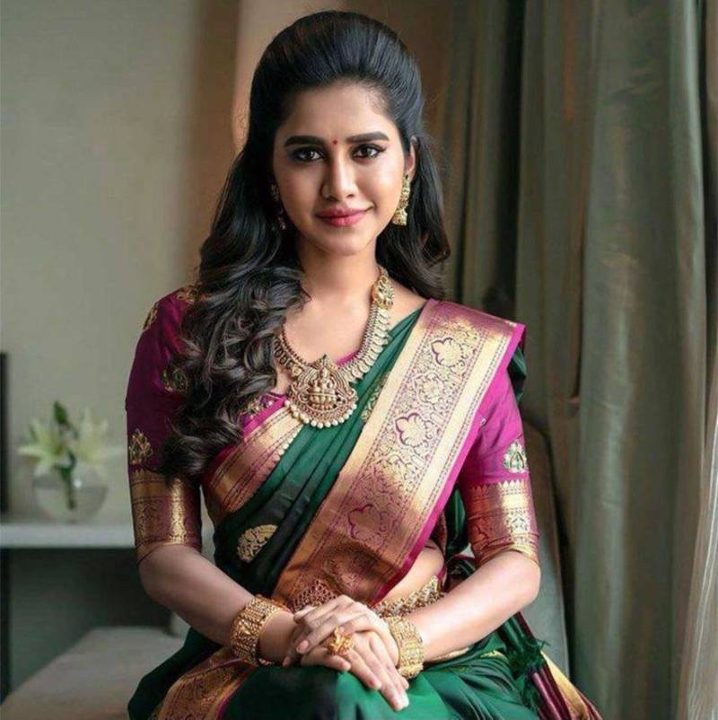 DARK GREEN SILK SAREE