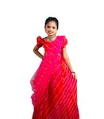 Shivangi Girls Red Organza Leheriya Lehenga Choli