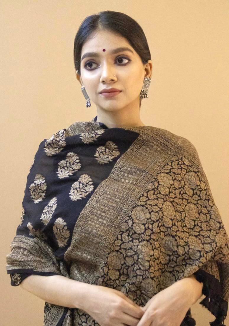 BLACK DESIGNER SILK SAREE 